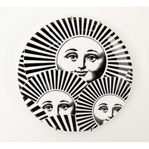 28 - FORNASETTI STYLE PLATES, six various monochrome designs, 20.5cm W. (6)