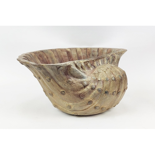 32 - TERRACOTTA CLAM BOWL, 48cm x 40cm diam x 20cm H.