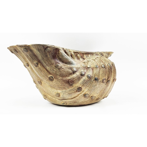 32 - TERRACOTTA CLAM BOWL, 48cm x 40cm diam x 20cm H.