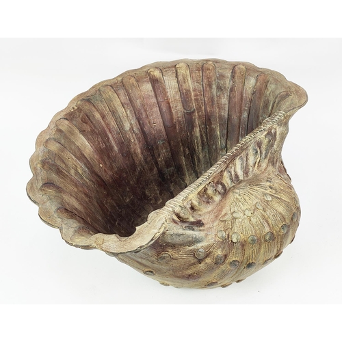 32 - TERRACOTTA CLAM BOWL, 48cm x 40cm diam x 20cm H.