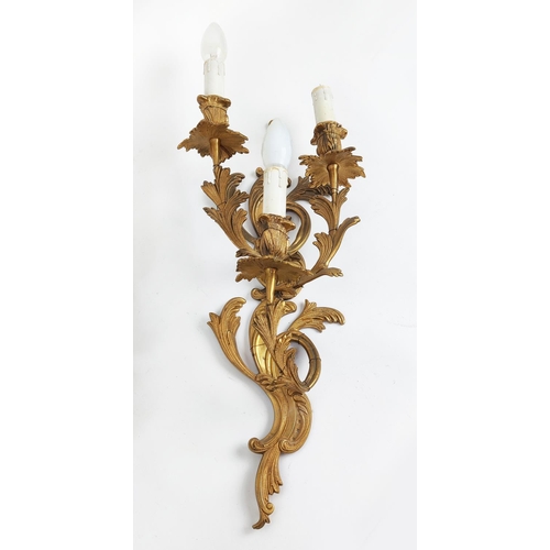 33 - WALL LIGHTS, a pair, Rococo style gilt bronze, 64cm H. (2)