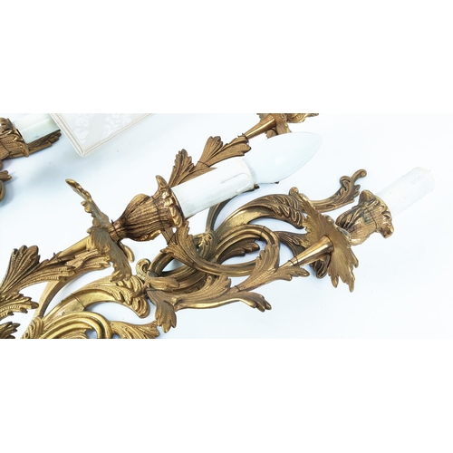 33 - WALL LIGHTS, a pair, Rococo style gilt bronze, 64cm H. (2)