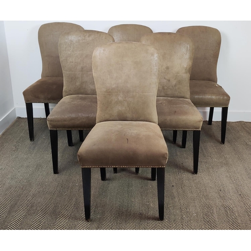 370 - DINING CHAIRS, a set of six, leather with studded detail, 101cm H approx. (6)