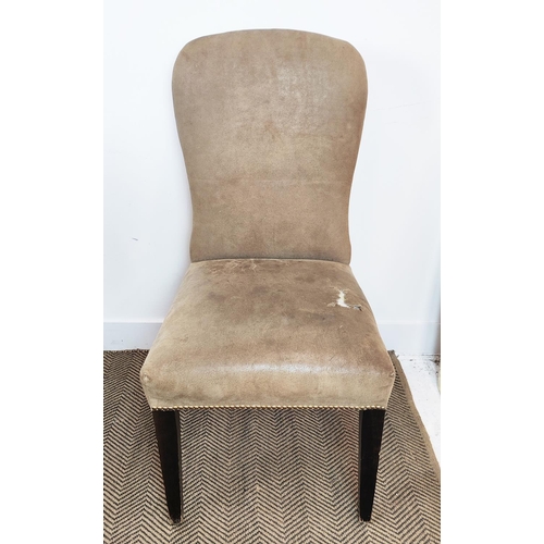 370 - DINING CHAIRS, a set of six, leather with studded detail, 101cm H approx. (6)