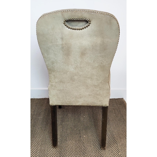 370 - DINING CHAIRS, a set of six, leather with studded detail, 101cm H approx. (6)