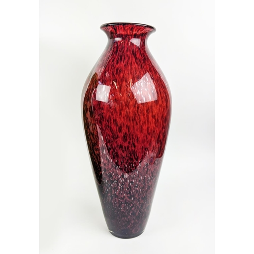 5 - MURANO VASES, three including a large mottled green vase 51cm H, a slender red vase 50cm H and a mul... 