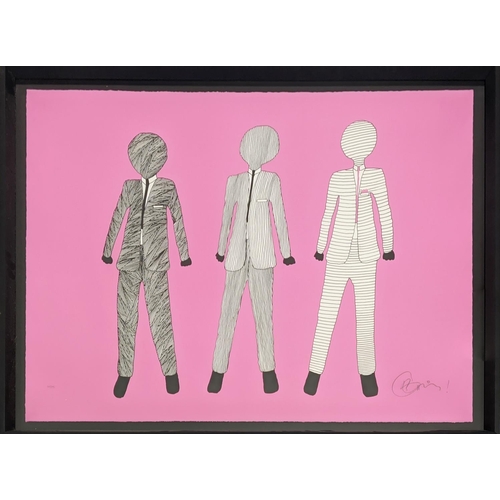 67 - BILLY CONNOLLY, Pink Tie and Hanky, silkscreen, 75cm x 101cm, signed and numbered 140/195, framed.