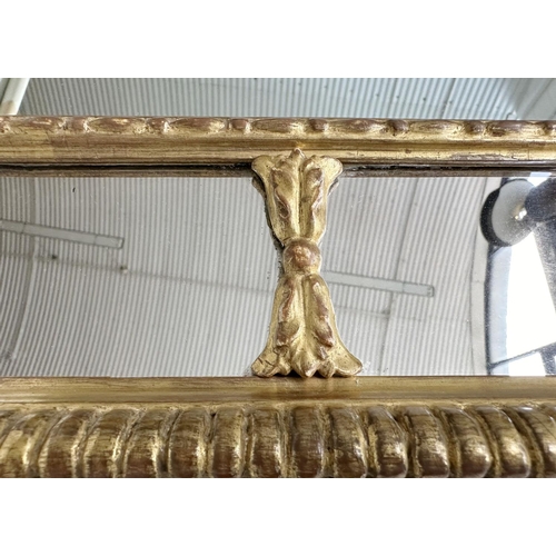 139 - WALL MIRROR, 19th century George III design giltwood and gesso, rectangular with marginal plates and... 