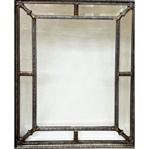 403 - WALL MIRROR, Georgian style with silvered and giltwood frame with bevelled centre and marginal plate... 