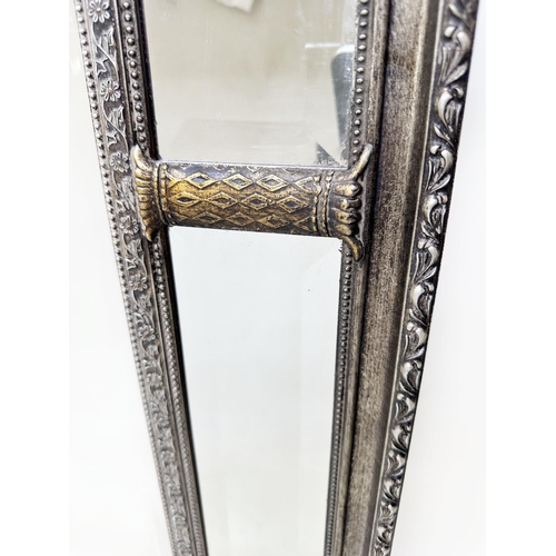 403 - WALL MIRROR, Georgian style with silvered and giltwood frame with bevelled centre and marginal plate... 