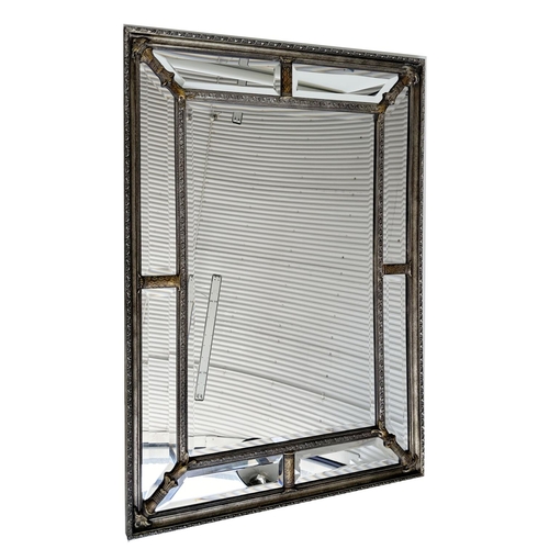 403 - WALL MIRROR, Georgian style with silvered and giltwood frame with bevelled centre and marginal plate... 