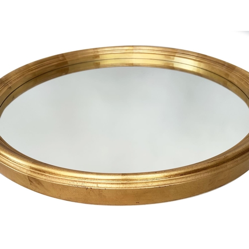 405 - WALL MIRROR, large circular leaf gilded giltwood, 102cm W.