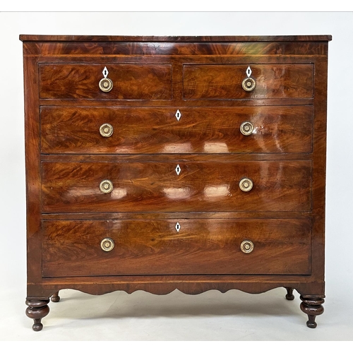 101 - SCOTTISH HALL CHEST, early 19th century flame mahogany of adapted shallow proportions with two short... 