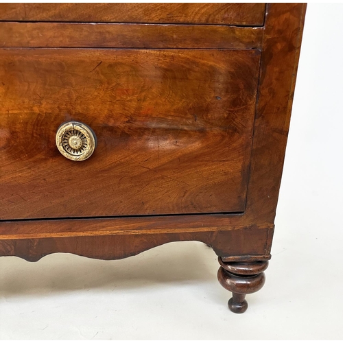 101 - SCOTTISH HALL CHEST, early 19th century flame mahogany of adapted shallow proportions with two short... 