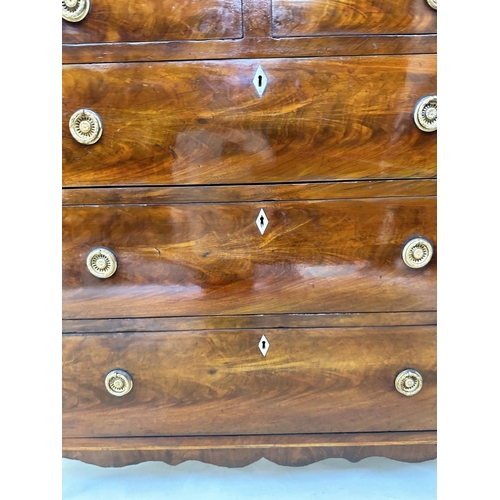 101 - SCOTTISH HALL CHEST, early 19th century flame mahogany of adapted shallow proportions with two short... 