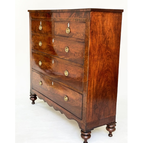 101 - SCOTTISH HALL CHEST, early 19th century flame mahogany of adapted shallow proportions with two short... 