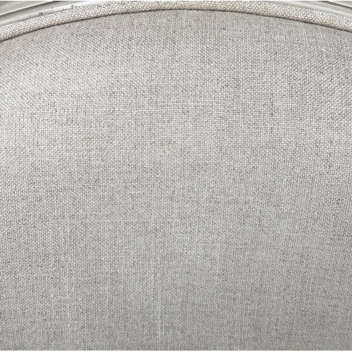 108 - BERGERES, a pair, French style grey painted with neutral grey linen upholstery, 71cm W. (2)