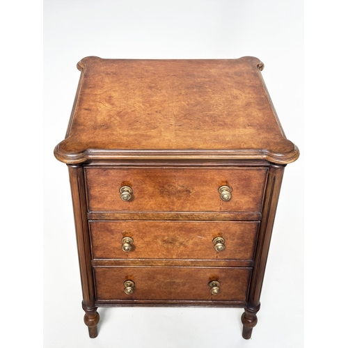 116 - CHESTS, a pair, Georgian design burr walnut each with three drawers, 50cm W x 46cm D x 65cm H. (2)