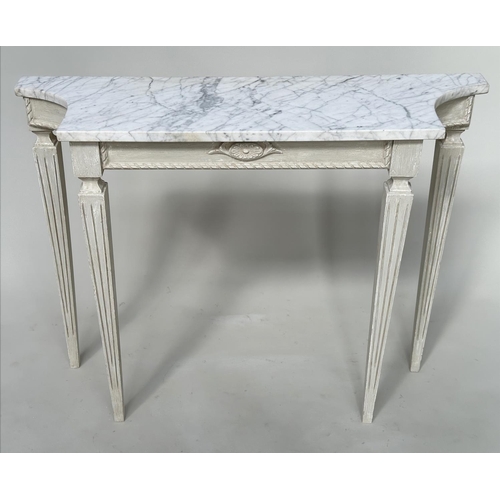 138 - CONSOLE TABLE, mid 20th century Italian Empire style grey painted with striated carrara marble and s... 