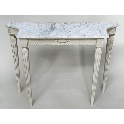 138 - CONSOLE TABLE, mid 20th century Italian Empire style grey painted with striated carrara marble and s... 