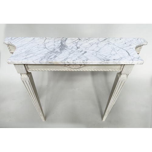 138 - CONSOLE TABLE, mid 20th century Italian Empire style grey painted with striated carrara marble and s... 