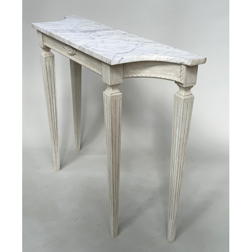 138 - CONSOLE TABLE, mid 20th century Italian Empire style grey painted with striated carrara marble and s... 