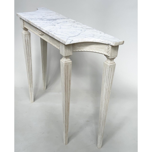 138 - CONSOLE TABLE, mid 20th century Italian Empire style grey painted with striated carrara marble and s... 