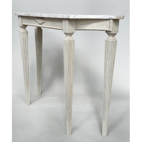 138 - CONSOLE TABLE, mid 20th century Italian Empire style grey painted with striated carrara marble and s... 