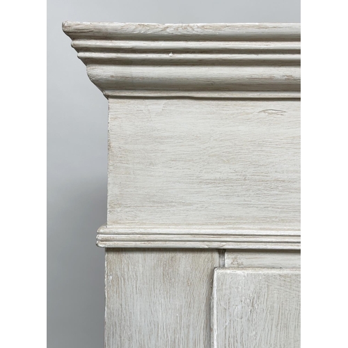 402 - ARMOIRE, 19th century French grey painted with two panelled doors enclosing full hanging space, 147c... 