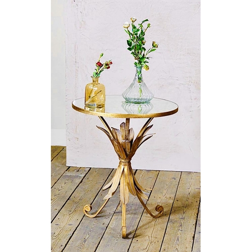 341 - MAISON JANSEN STYLE SIDE TABLE, gilt metal wheatsheaf base, 75cm H x 58cm x 58cm.