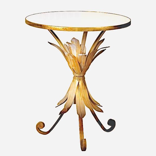 341 - MAISON JANSEN STYLE SIDE TABLE, gilt metal wheatsheaf base, 75cm H x 58cm x 58cm.