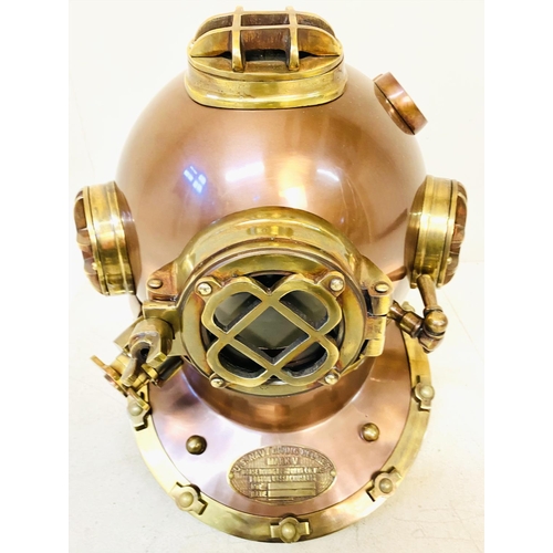 343 - DECORATIVE DIVERS HELMET, coppered and gilt, 46cm H x 34cm W