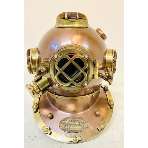 343 - DECORATIVE DIVERS HELMET, coppered and gilt, 46cm H x 34cm W