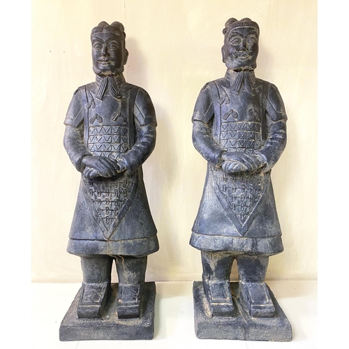 348 - TERRACOTTA WARRIOR STYLE FIGURES, a pair, painted resin, 120cm H x 34cm x 34cm. (2)