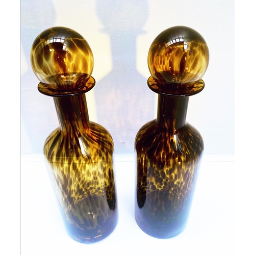 351 - DECANTERS, a pair, Murano style tortoiseshell style glass, 53cm H x 14cm. (2)