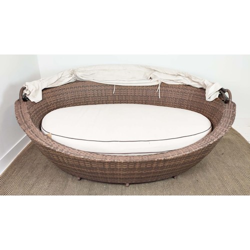 322 - QUATROPI GARDEN DAYBED, with fold back canopy, 220 L x 97cm H.