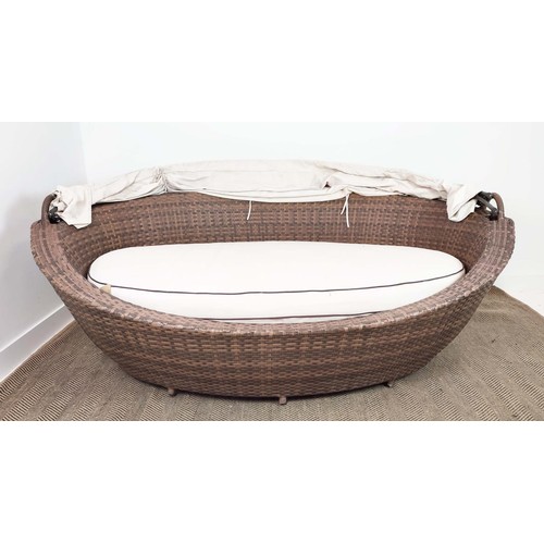 322 - QUATROPI GARDEN DAYBED, with fold back canopy, 220 L x 97cm H.