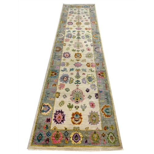 154 - FINE SULTANABAD DESIGN RUNNER, 306cm x 78cm.