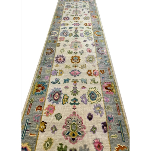 154 - FINE SULTANABAD DESIGN RUNNER, 306cm x 78cm.