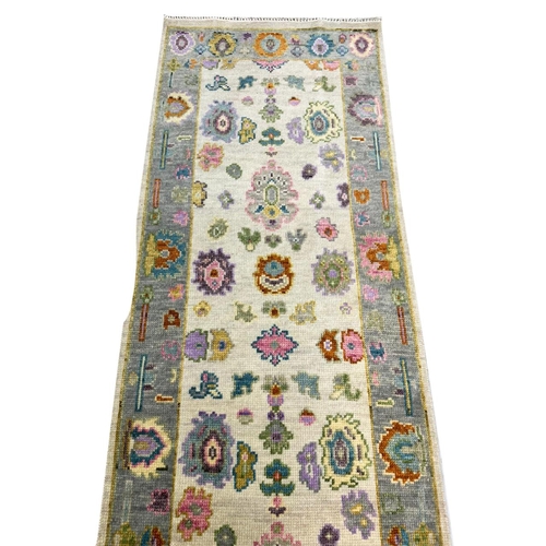 154 - FINE SULTANABAD DESIGN RUNNER, 306cm x 78cm.