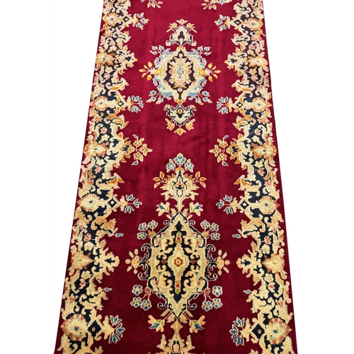 156 - VINTAGE PERSIAN KERMAN RUNNER, 287cm x 77cm.