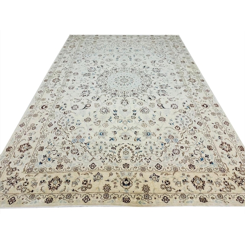 158 - FINE PERSIAN PART SILK NAIN CARPET, 304cm x 203cm.