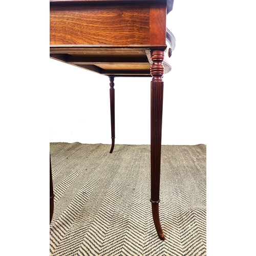 169 - SERPENTINE SIDE TABLE, George III style mahogany and inlaid with three drawers, 75cm H x 100cm x 48c... 