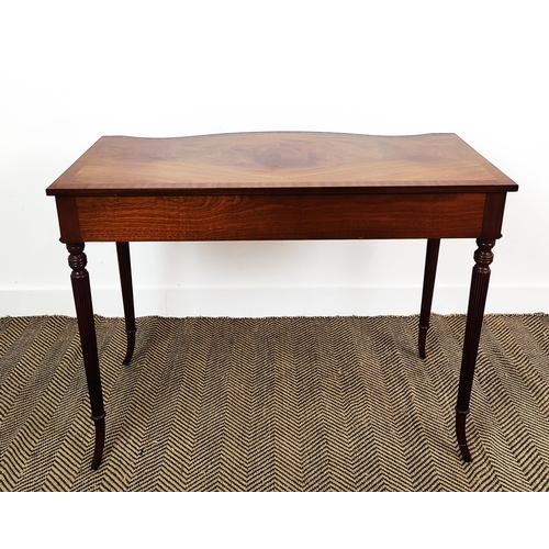 169 - SERPENTINE SIDE TABLE, George III style mahogany and inlaid with three drawers, 75cm H x 100cm x 48c... 