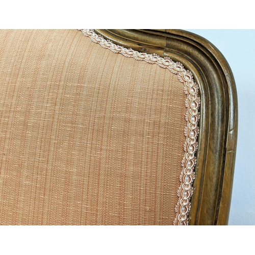 170 - CANAPE, Louis XV style beechwood in peach fabric, 98cm H x 133cm.