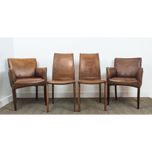 401 - ARMCHAIRS, a pair, leather finish, 60cm x 47cm x 84cm, leather finish along with a pair of side chai... 