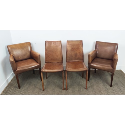 401 - ARMCHAIRS, a pair, leather finish, 60cm x 47cm x 84cm, leather finish along with a pair of side chai... 