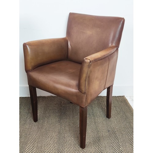 401 - ARMCHAIRS, a pair, leather finish, 60cm x 47cm x 84cm, leather finish along with a pair of side chai... 