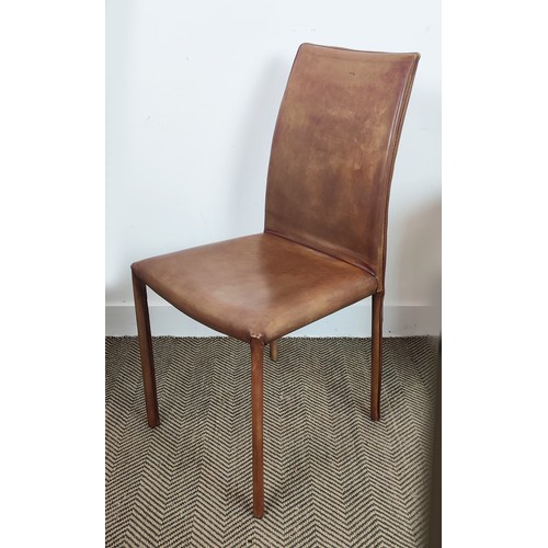 401 - ARMCHAIRS, a pair, leather finish, 60cm x 47cm x 84cm, leather finish along with a pair of side chai... 