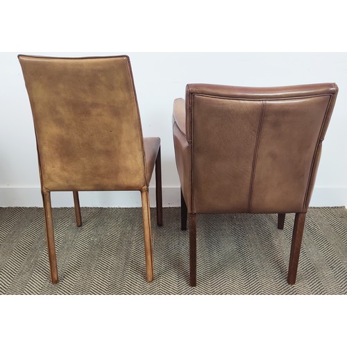 401 - ARMCHAIRS, a pair, leather finish, 60cm x 47cm x 84cm, leather finish along with a pair of side chai... 